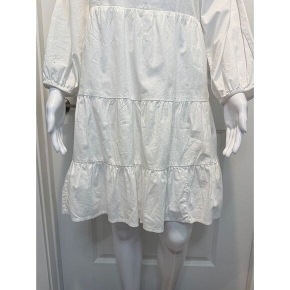 J Crew White Poplin Raglan Tiered Dress Size S - Picture 4 of 7